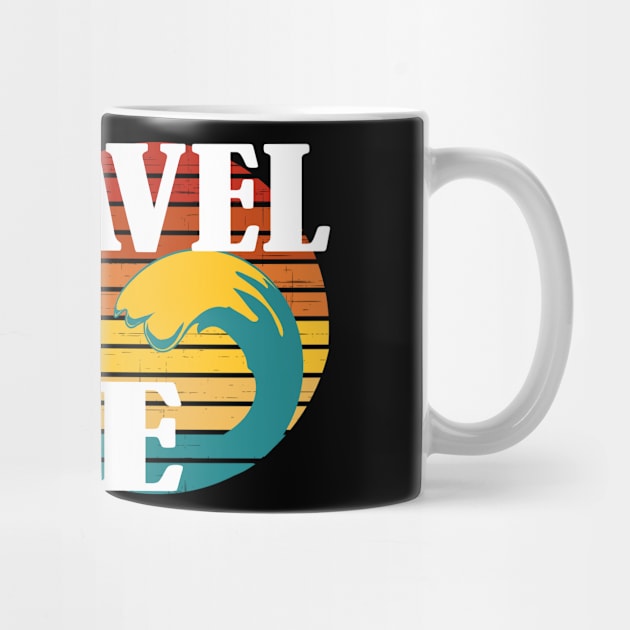 I travel for love. Vintage sunset and wave by alcoshirts